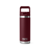 YETI 18 oz water bottle with matching color lid. The bottle is wild vine red.